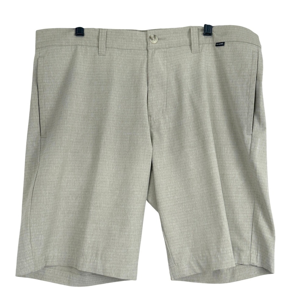 Travis Mathew Ripstop Golf Shorts Mens 38 Beige Performance Stretch Casual